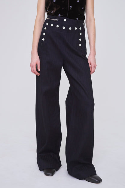 STRIPE JAQUARD DENIM SAILOR TROUSERS - FETICO