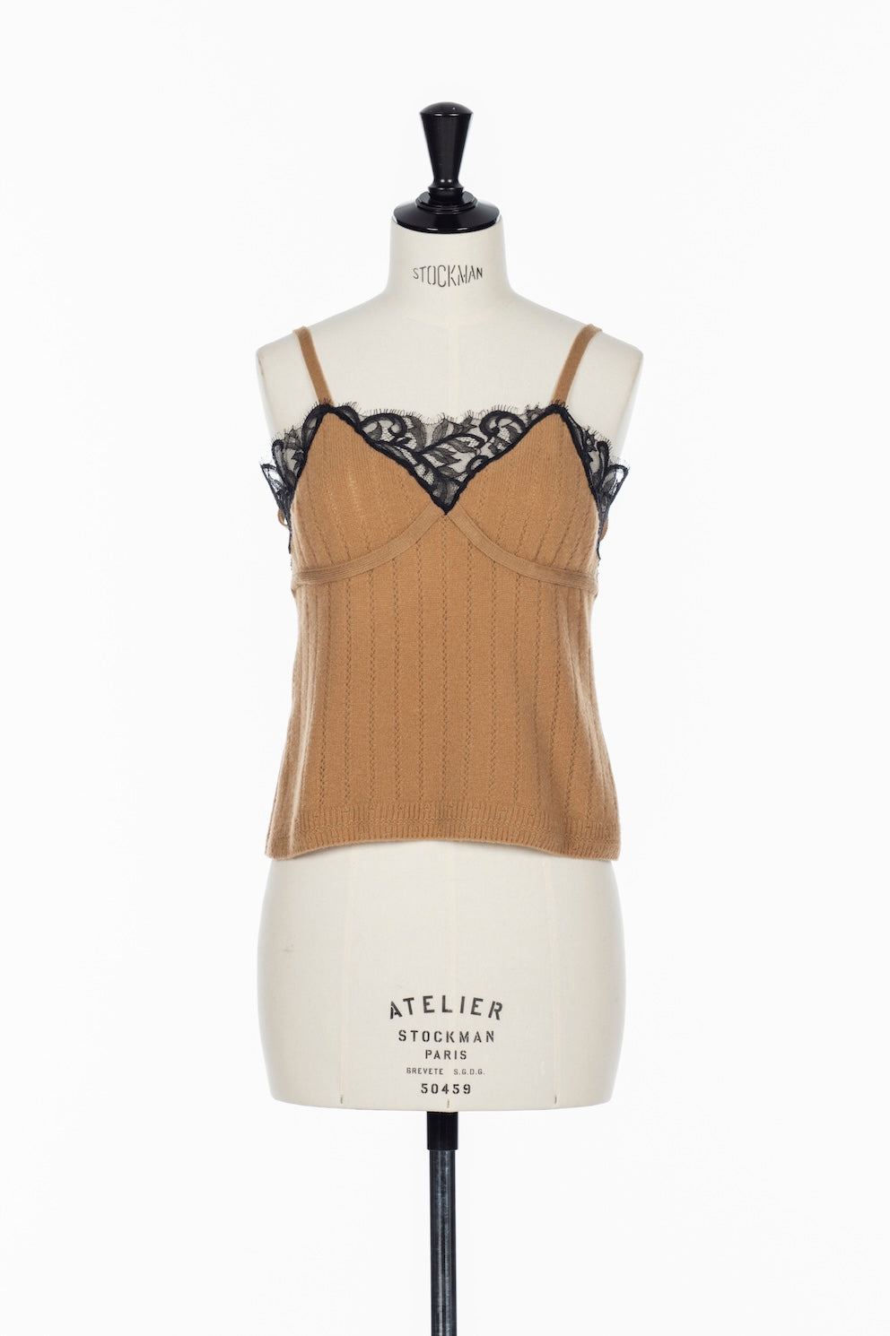HAIRY LACE PANELED RIB BACK CAMISOLE - FETICO