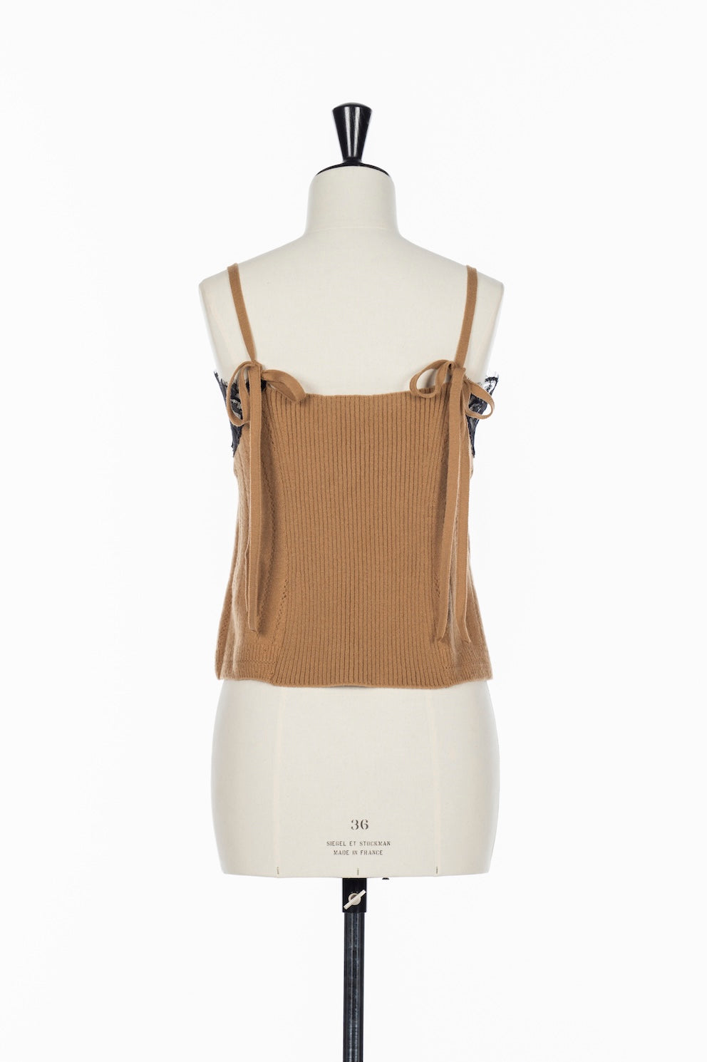 HAIRY LACE PANELED RIB BACK CAMISOLE - FETICO