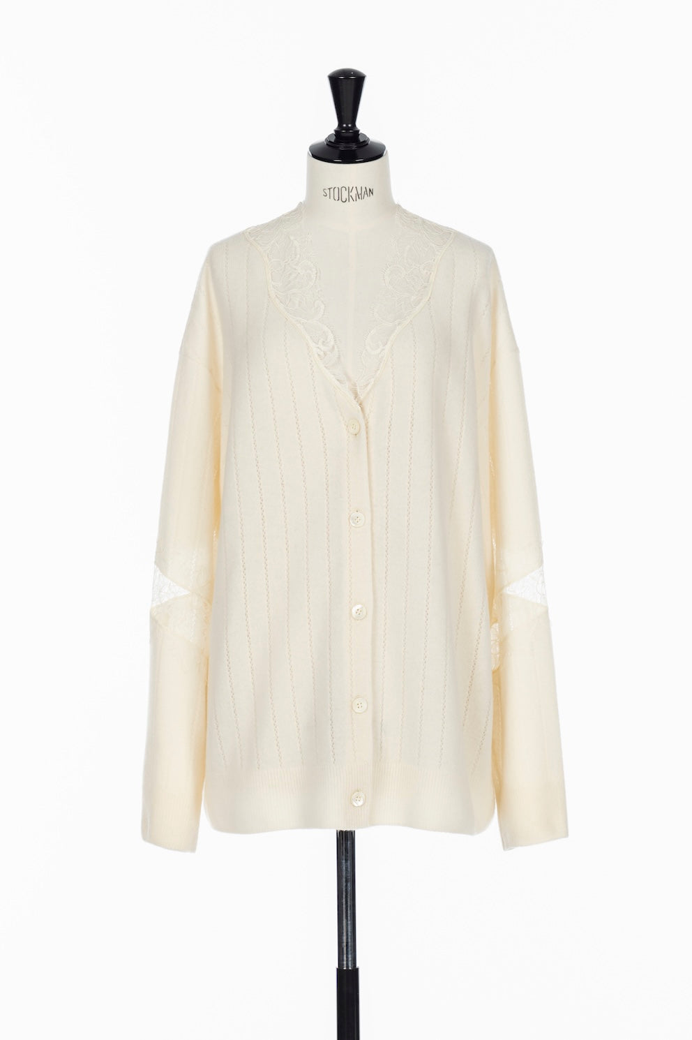 OVERSIZED HAIRY LACE PANELED KNIT CARDIGAN - FETICO