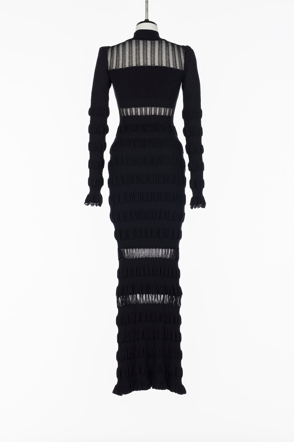 SHEER LACE STRIPE KNIT MAXI DRESS - FETICO