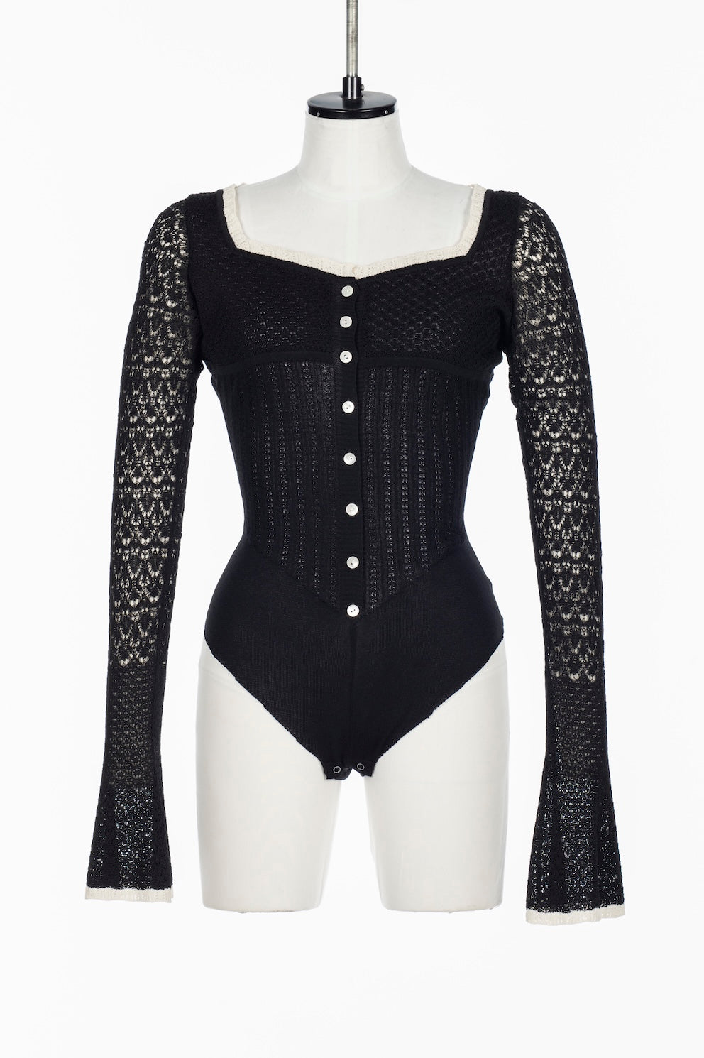 LACE KNIT SWEETHEART BODYSUIT - FETICO