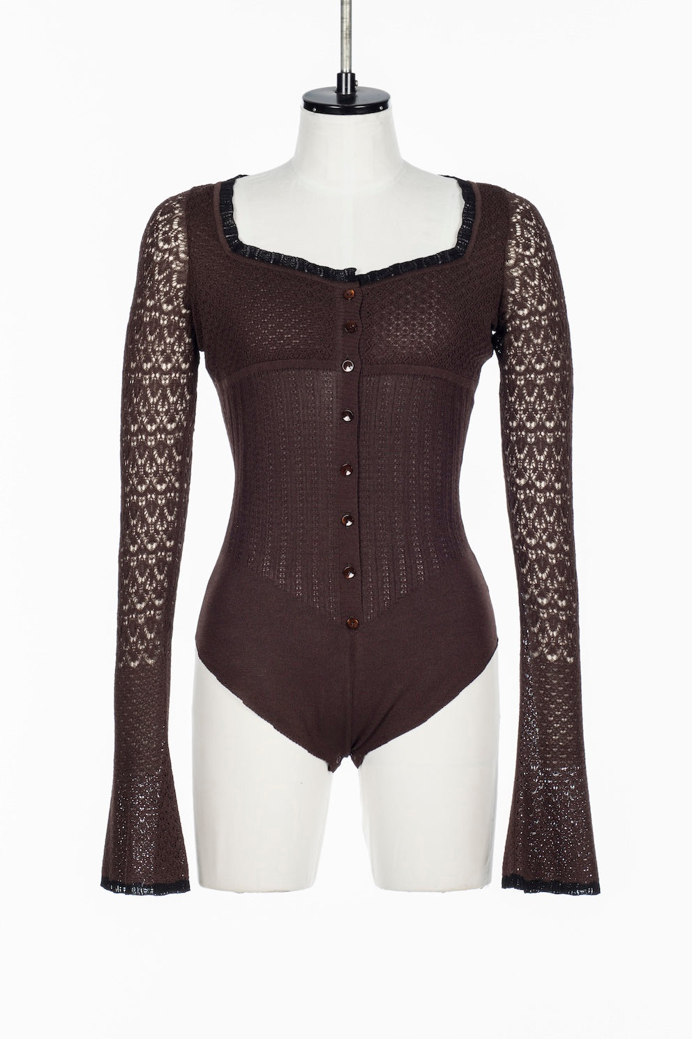 LACE KNIT SWEETHEART BODYSUIT - FETICO