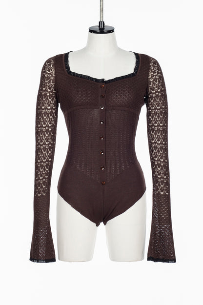LACE KNIT SWEETHEART BODYSUIT - FETICO