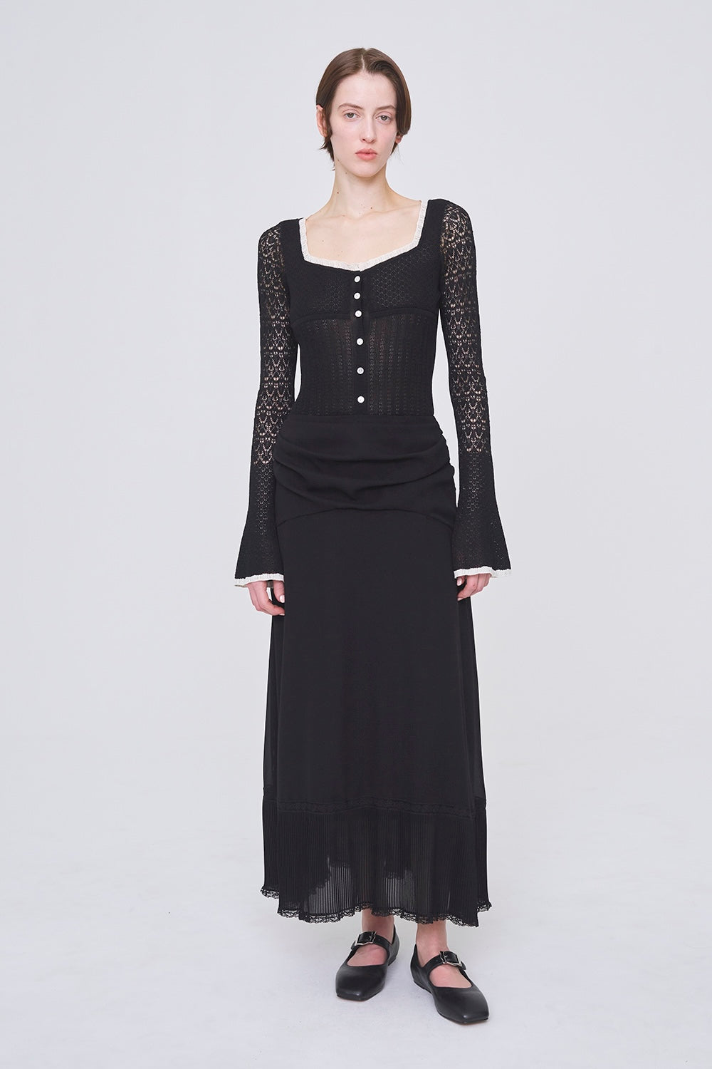 SHEER GEORGETTE PLEATED SKIRT - FETICO