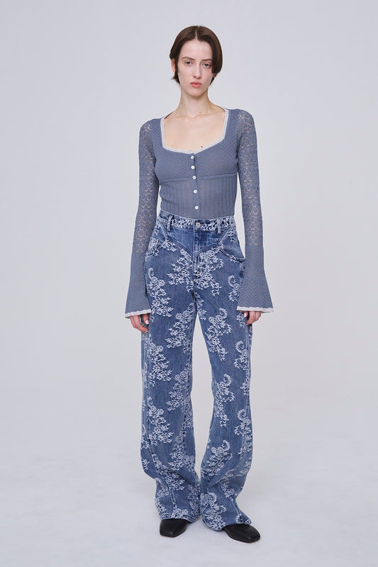 LACE KNIT SWEETHEART BODYSUIT - FETICO