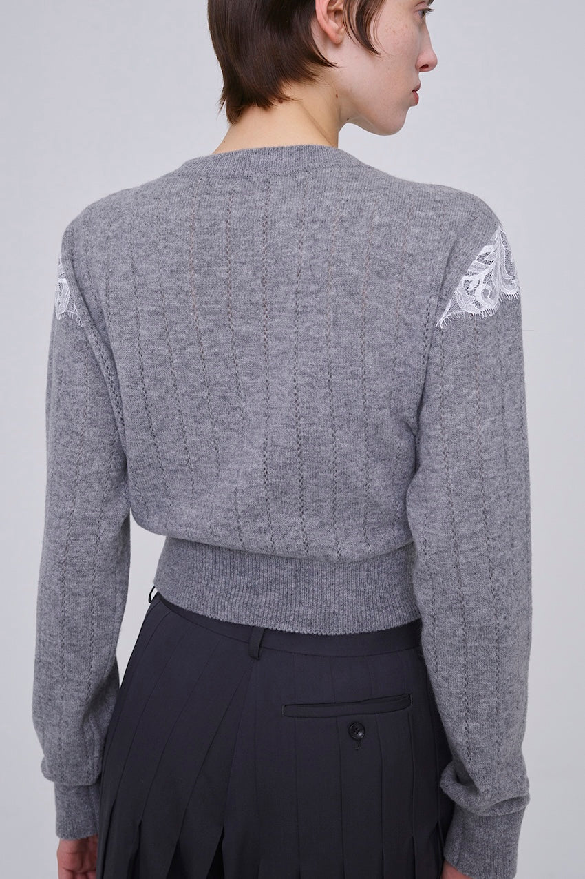 HAIRY LACE PANELED CROPPED PULLOVER - FETICO