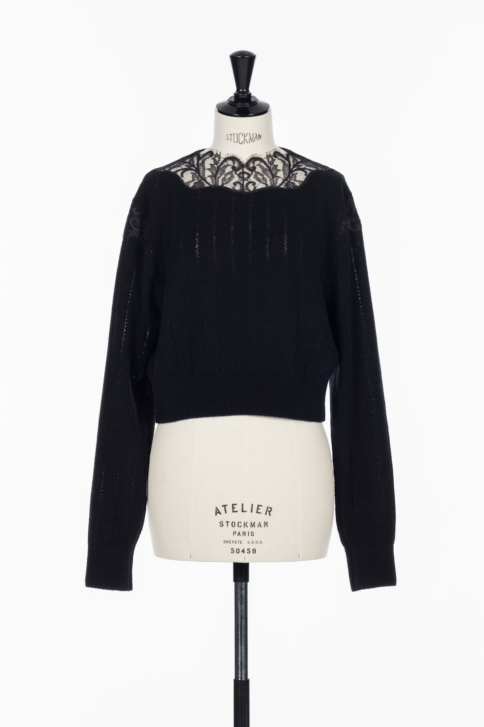 HAIRY LACE PANELED CROPPED PULLOVER - FETICO