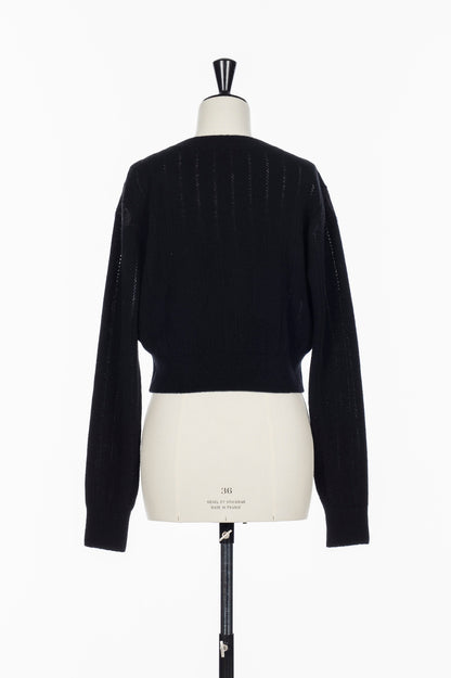 HAIRY LACE PANELED CROPPED PULLOVER - FETICO