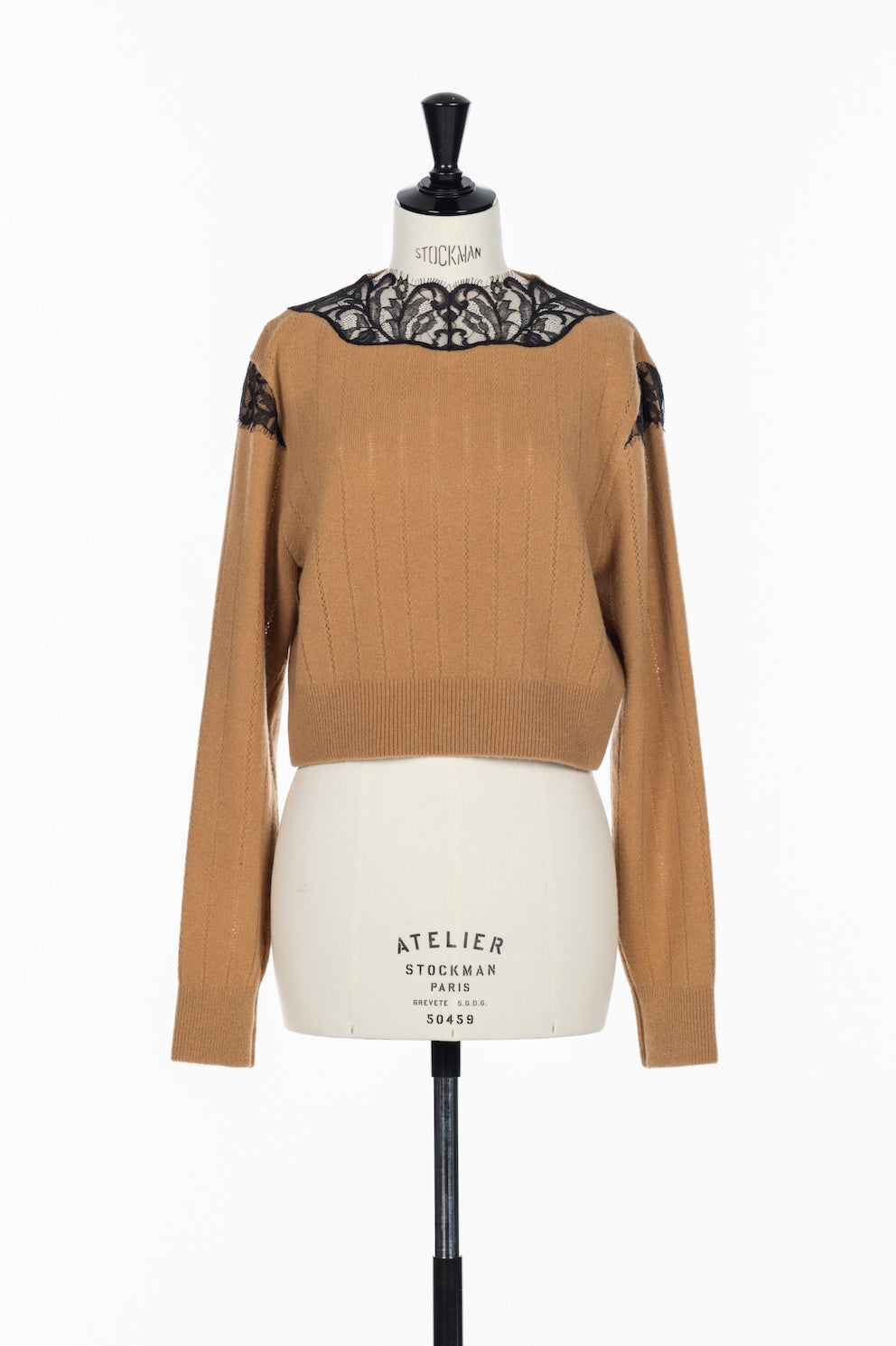 HAIRY LACE PANELED CROPPED PULLOVER - FETICO