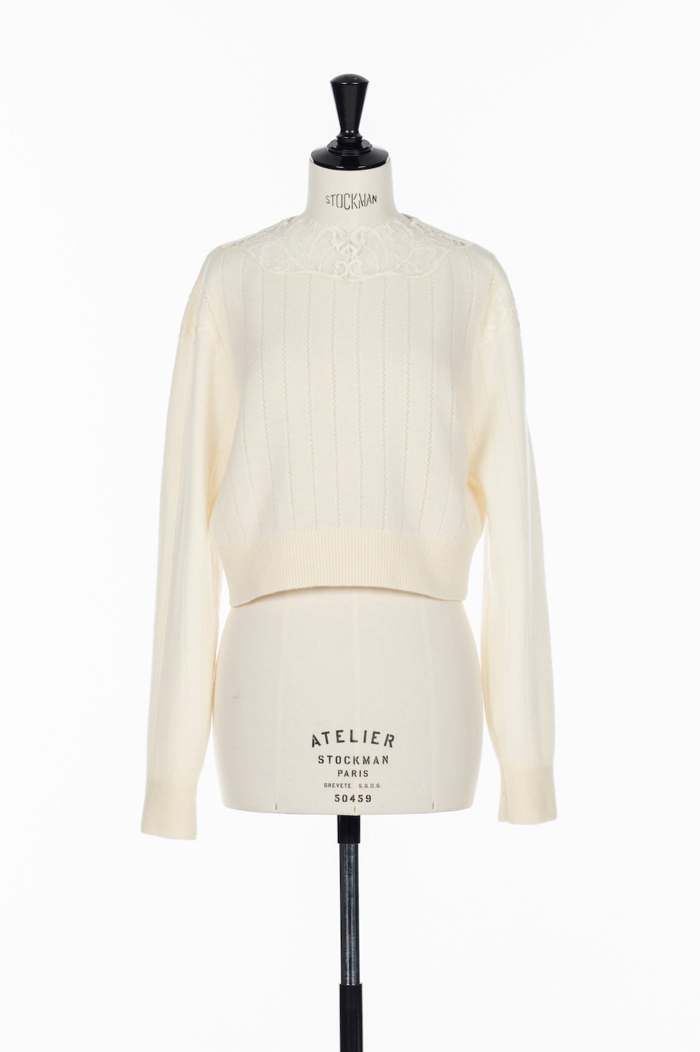 HAIRY LACE PANELED CROPPED PULLOVER - FETICO