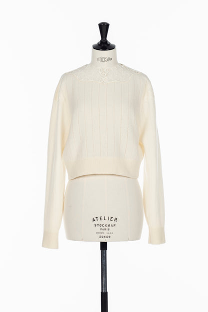 HAIRY LACE PANELED CROPPED PULLOVER - FETICO