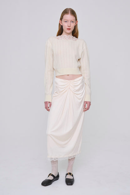 HAIRY LACE PANELED CROPPED PULLOVER - FETICO