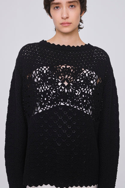 OVERSIZED MOTIF CROCHET PULLOVER - FETICO