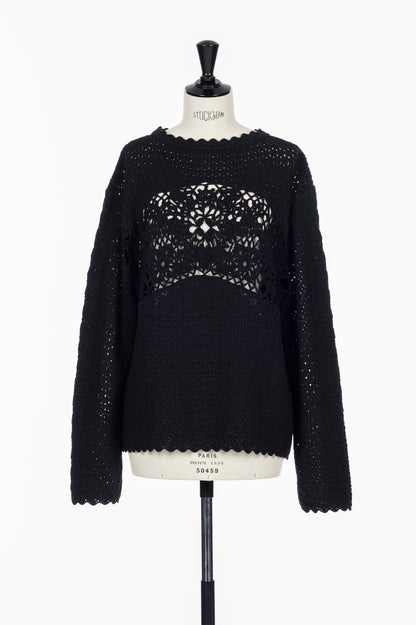 OVERSIZED MOTIF CROCHET PULLOVER - FETICO