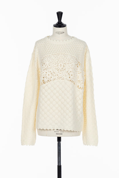 OVERSIZED MOTIF CROCHET PULLOVER - FETICO
