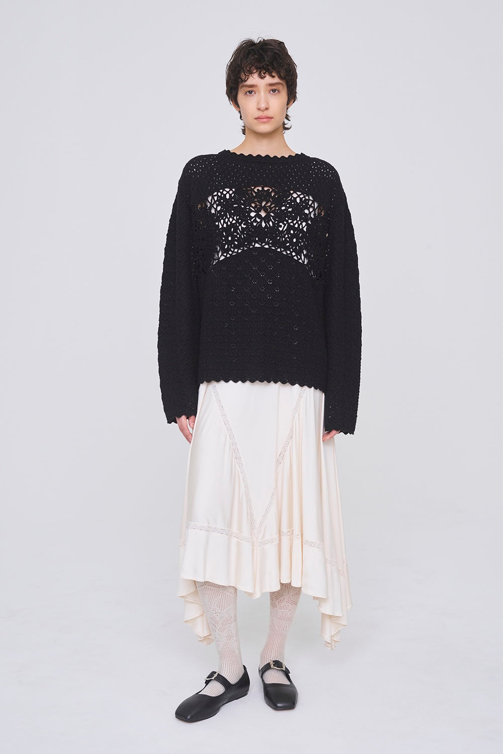 OVERSIZED MOTIF CROCHET PULLOVER - FETICO