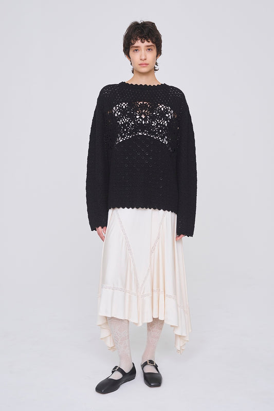 OVERSIZED MOTIF CROCHET PULLOVER - FETICO