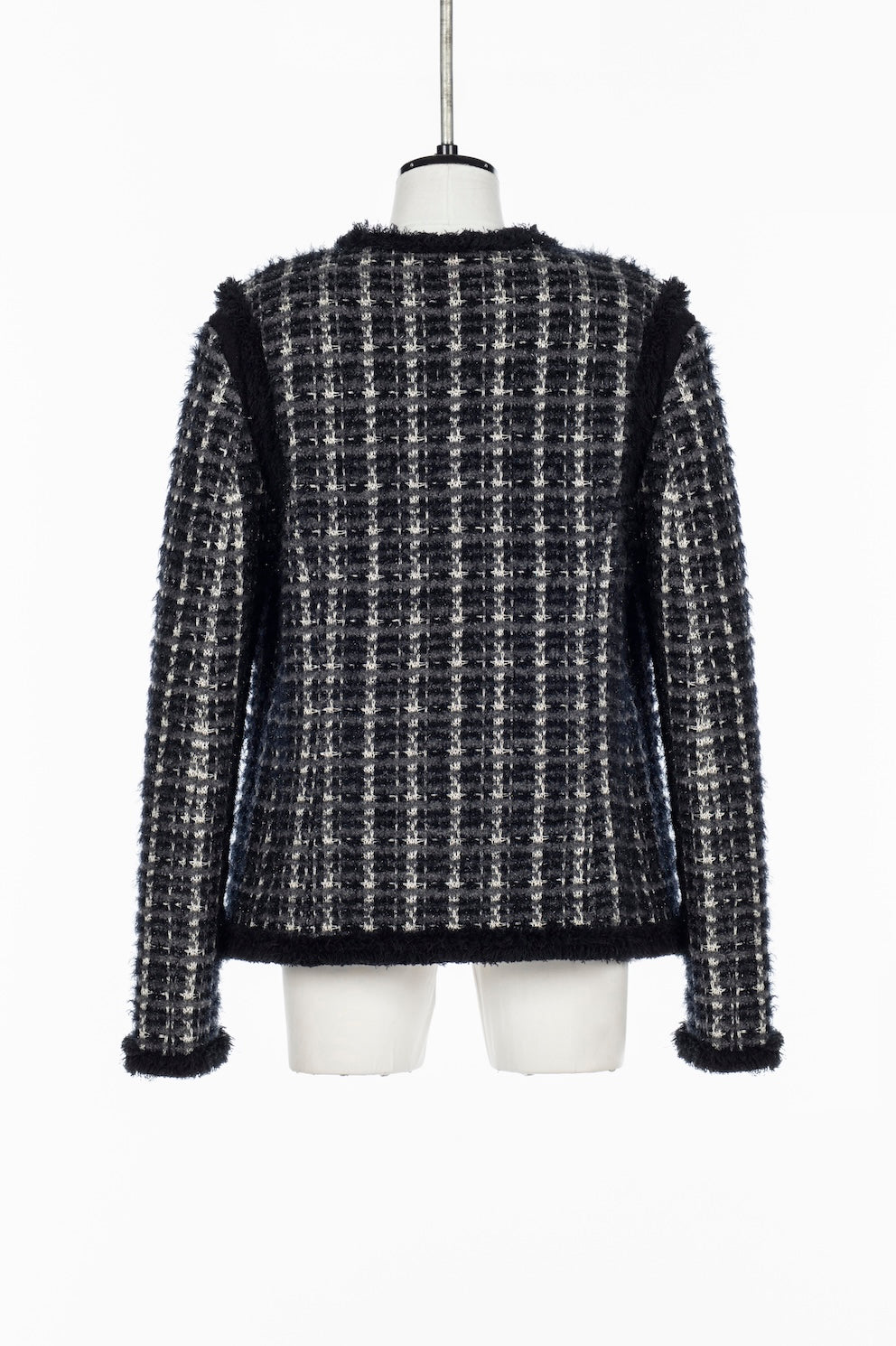 FRINGE TRIM TWEED KNIT JACKET - FETICO