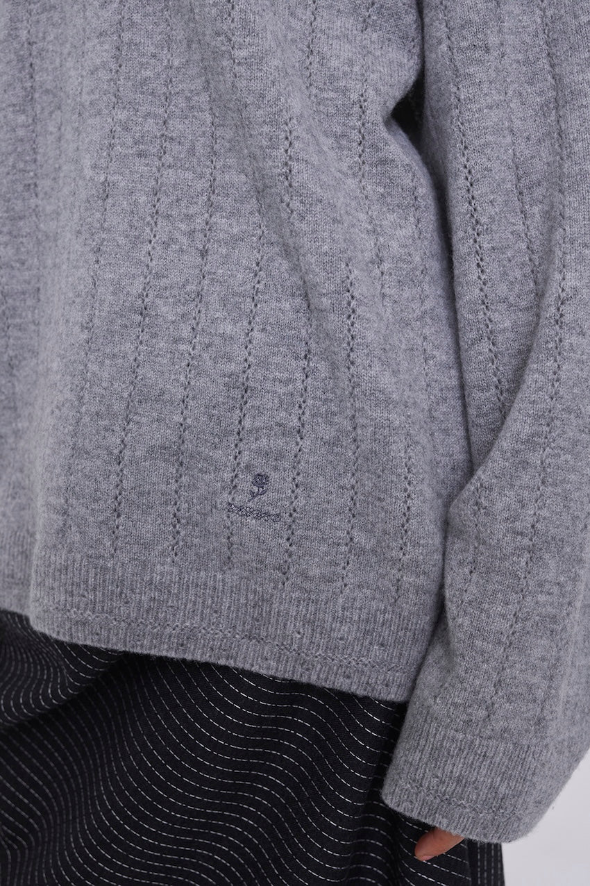 OVERSIZED HAIRY WOOL KNIT VNECK PULLOVER - FETICO