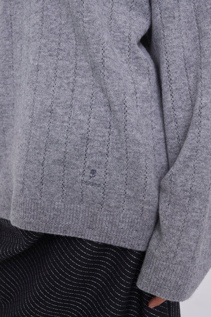 OVERSIZED HAIRY WOOL KNIT VNECK PULLOVER - FETICO