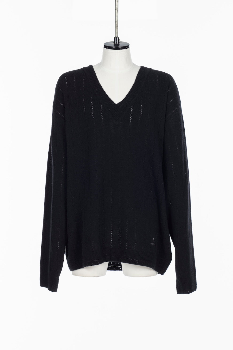 OVERSIZED HAIRY WOOL KNIT VNECK PULLOVER - FETICO