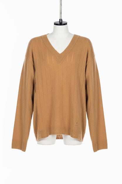OVERSIZED HAIRY WOOL KNIT VNECK PULLOVER - FETICO