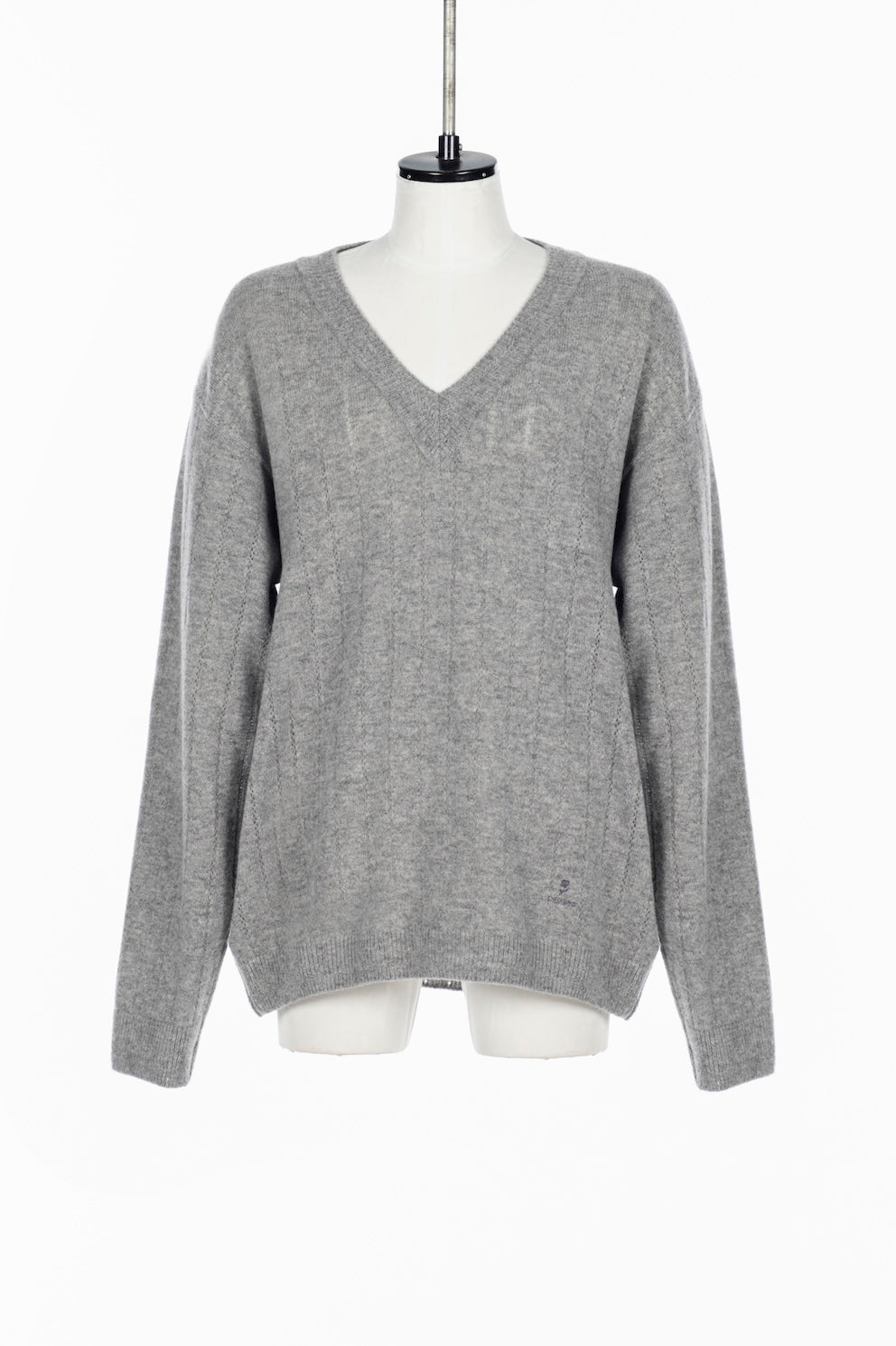 OVERSIZED HAIRY WOOL KNIT VNECK PULLOVER - FETICO
