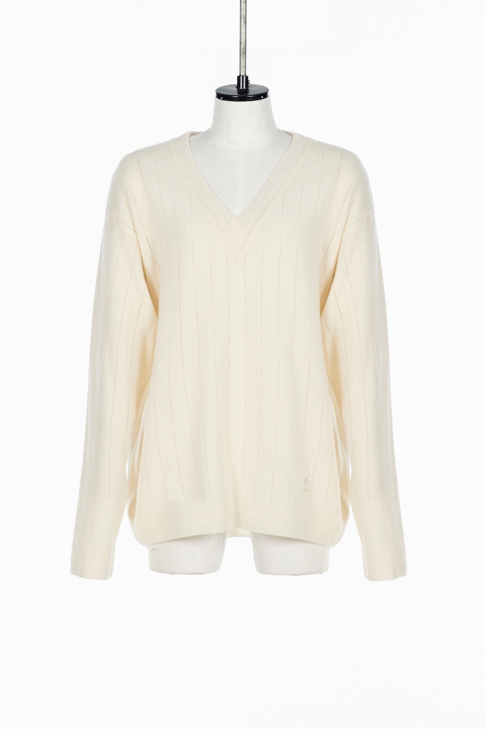 OVERSIZED HAIRY WOOL KNIT VNECK PULLOVER - FETICO