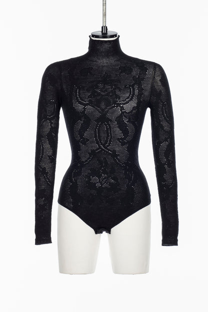 WOOL LACE KNIT TURTLENECK BODYSUIT - FETICO