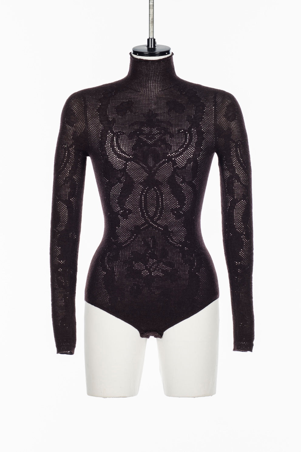 WOOL LACE KNIT TURTLENECK BODYSUIT - FETICO