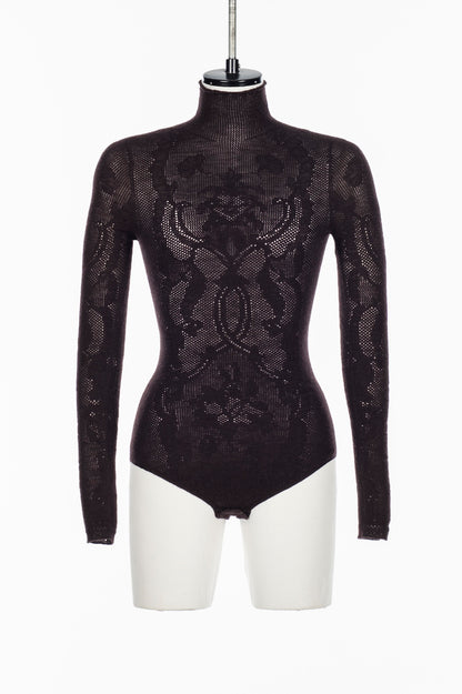 WOOL LACE KNIT TURTLENECK BODYSUIT - FETICO