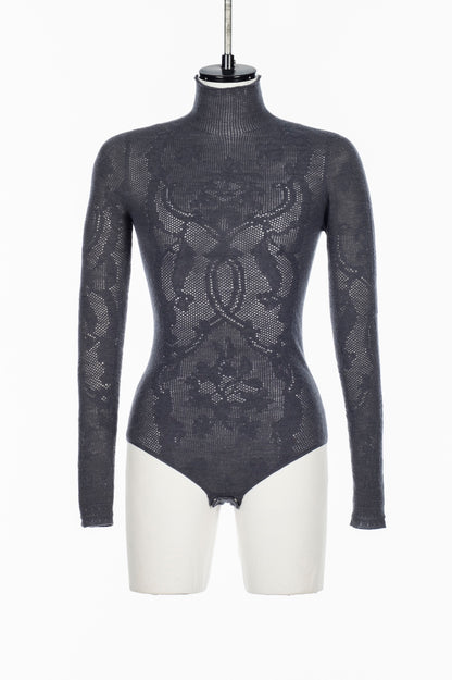 WOOL LACE KNIT TURTLENECK BODYSUIT - FETICO