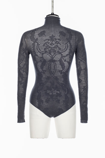 WOOL LACE KNIT TURTLENECK BODYSUIT - FETICO