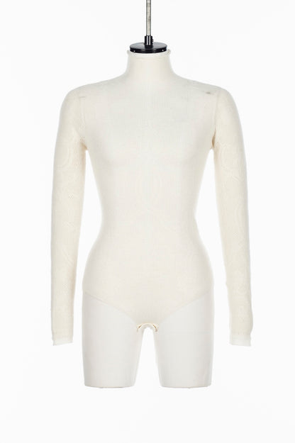 WOOL LACE KNIT TURTLENECK BODYSUIT - FETICO