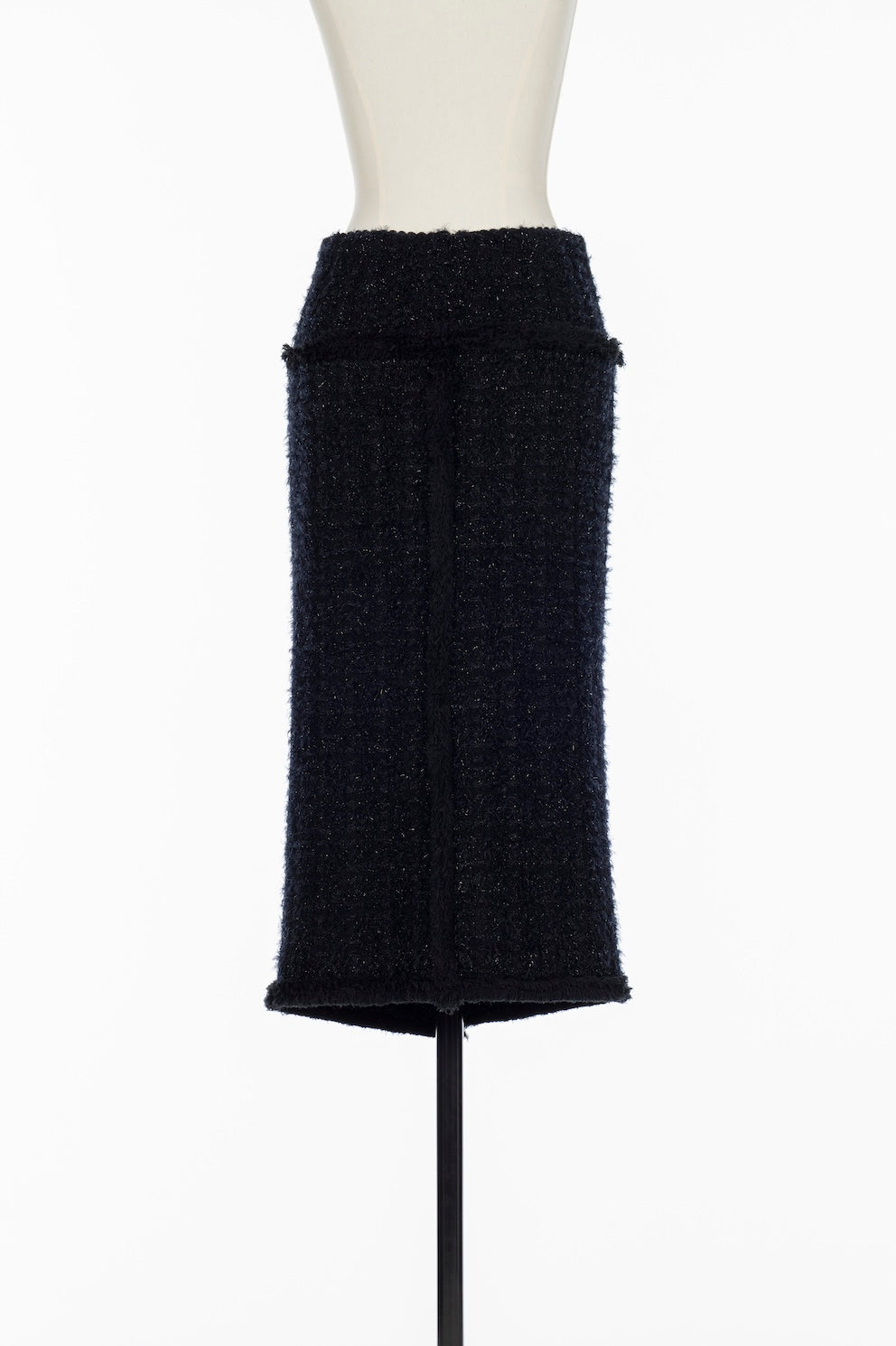 FRINGE TRIM TWEED KNIT SKIRT - FETICO