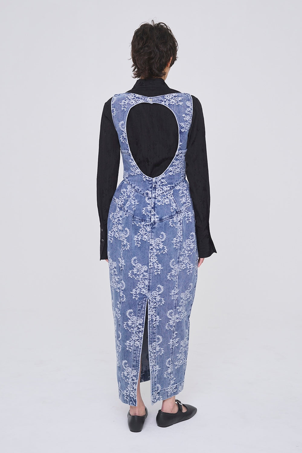 LACE JACQUARD DENIM CURVY DRESS - FETICO