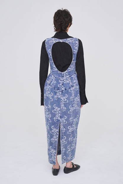 LACE JACQUARD DENIM CURVY DRESS - FETICO