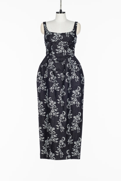 LACE JACQUARD DENIM CURVY DRESS - FETICO