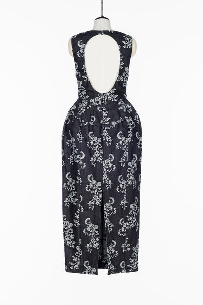 LACE JACQUARD DENIM CURVY DRESS - FETICO