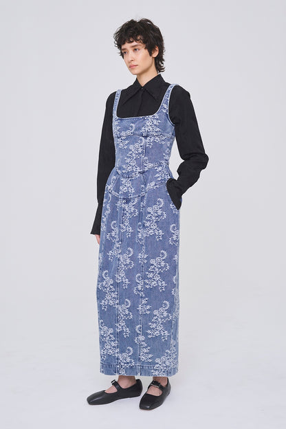 LACE JACQUARD DENIM CURVY DRESS - FETICO