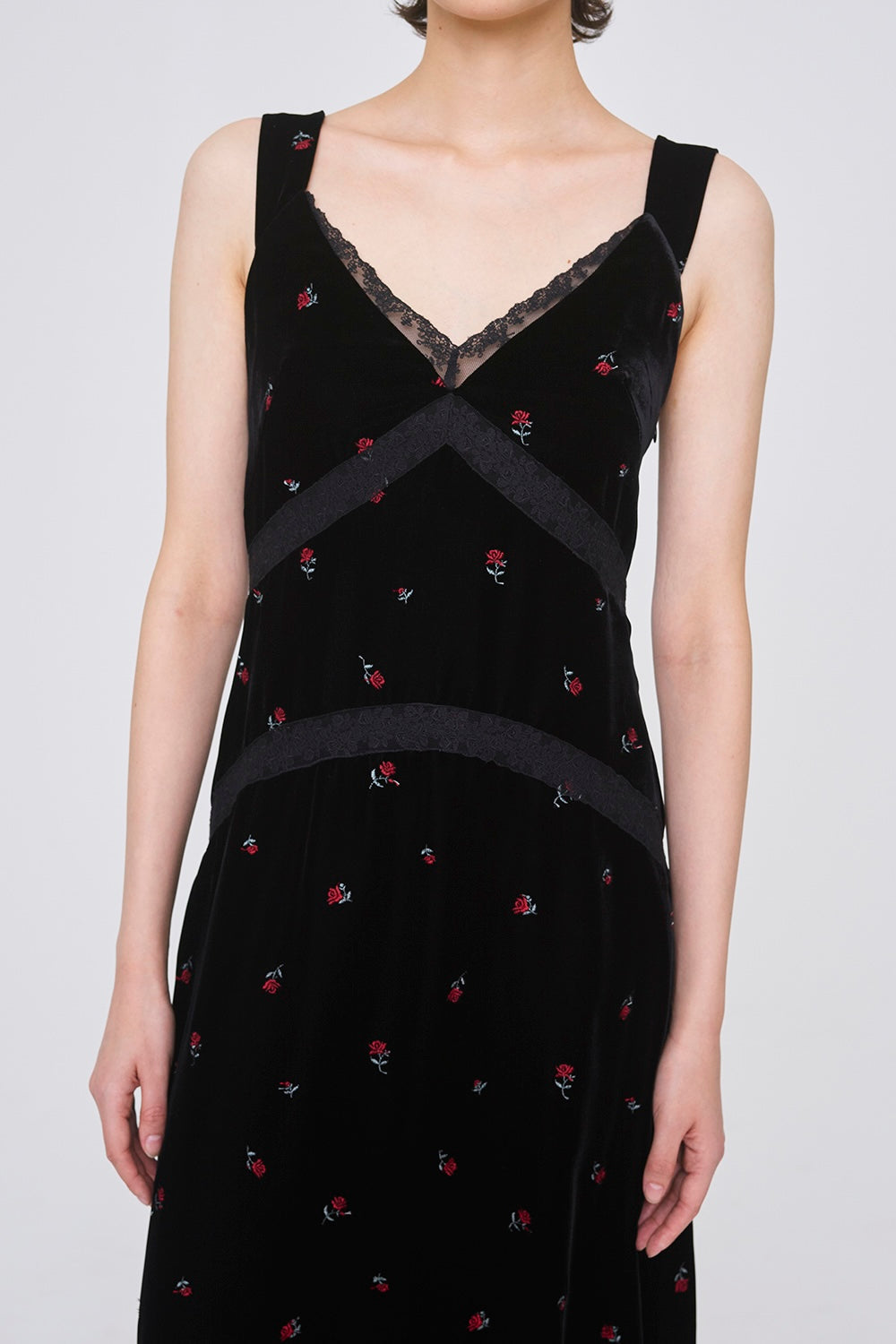 ROSE EMBROIDERED VELVET DRESS - FETICO