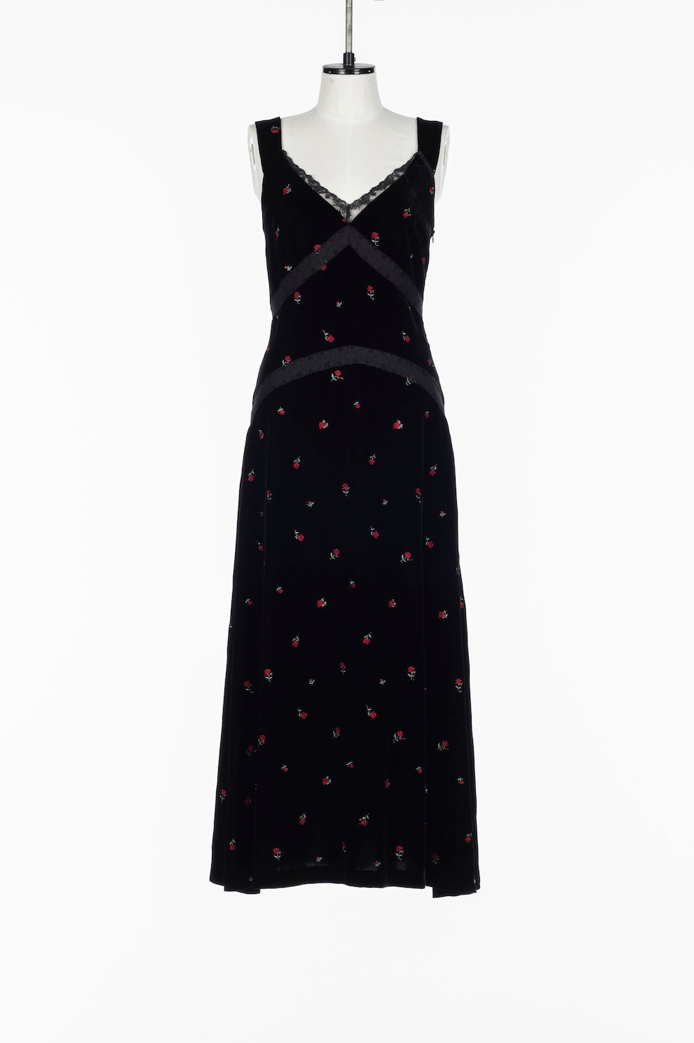 ROSE EMBROIDERED VELVET DRESS - FETICO