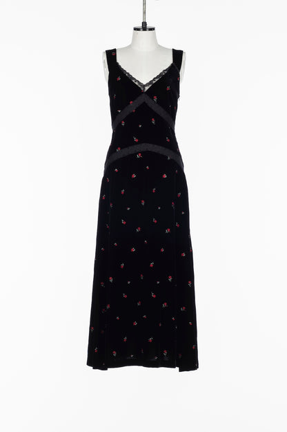 ROSE EMBROIDERED VELVET DRESS - FETICO