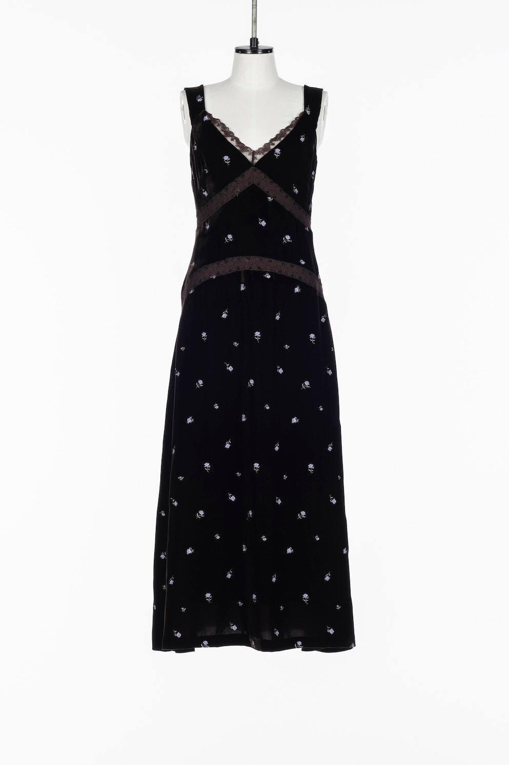 ROSE EMBROIDERED VELVET DRESS - FETICO