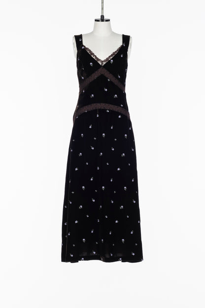 ROSE EMBROIDERED VELVET DRESS - FETICO