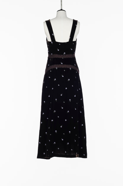 ROSE EMBROIDERED VELVET DRESS - FETICO