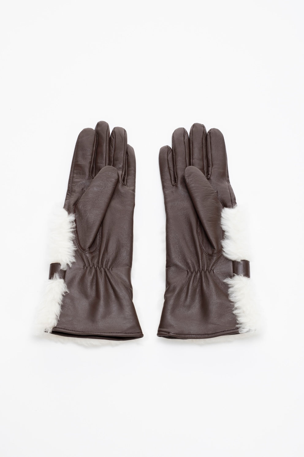 WOOL BOA-TRIM LEATHER GLOVES - FETICO
