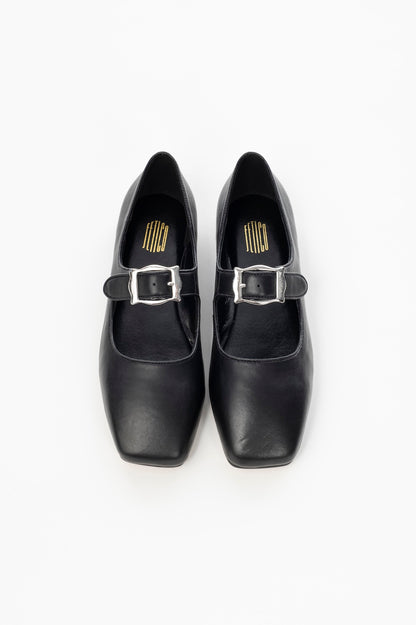 FRAMED BUCKLE LEATHER FLATS - FETICO