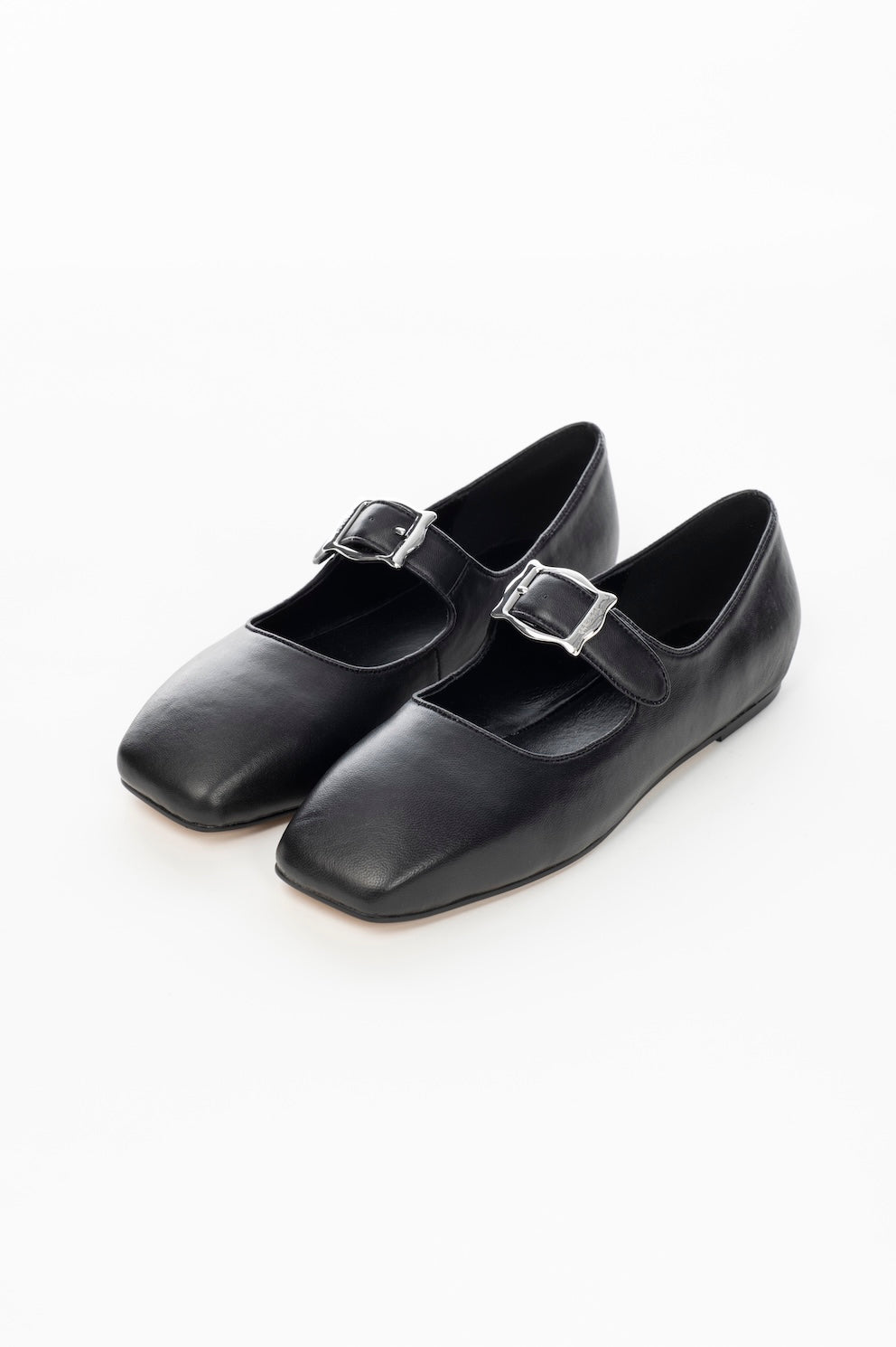 FRAMED BUCKLE LEATHER FLATS - FETICO